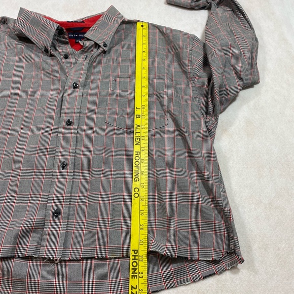 Tommy Hilfiger Plaid Shirt button Down shirt collared long sleeves  Frayed Top - Picture 9 of 9